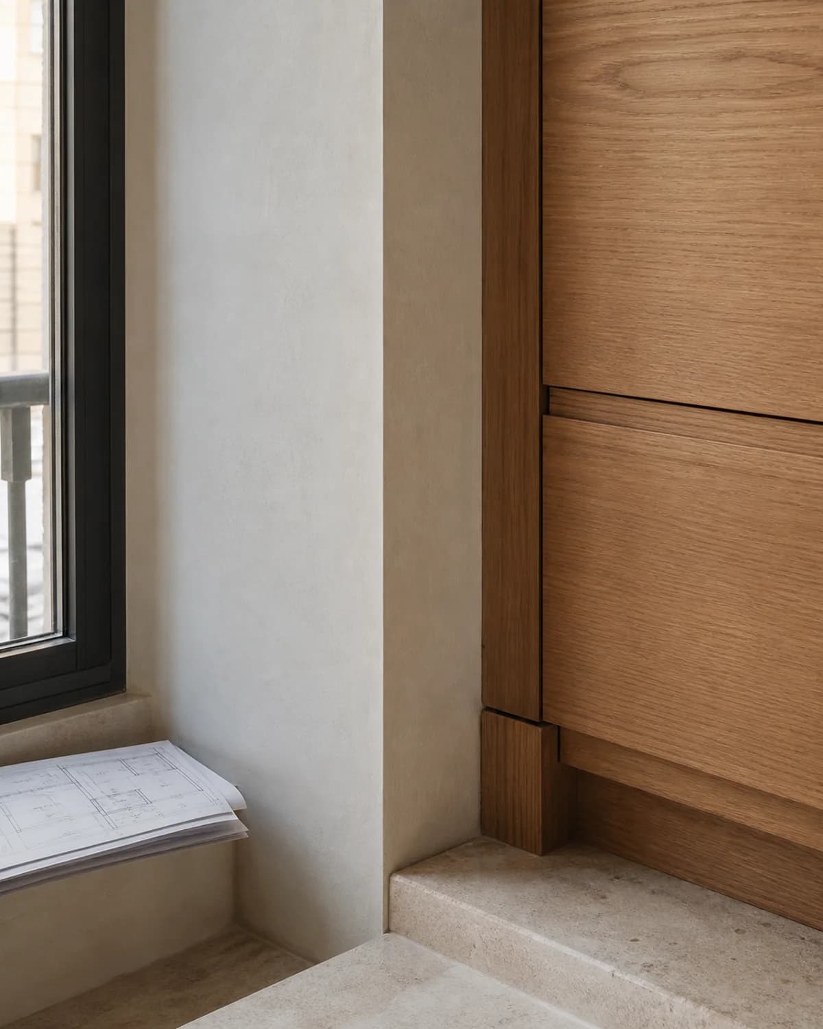 Detalle de materiales y acabados en un interior contemporáneo